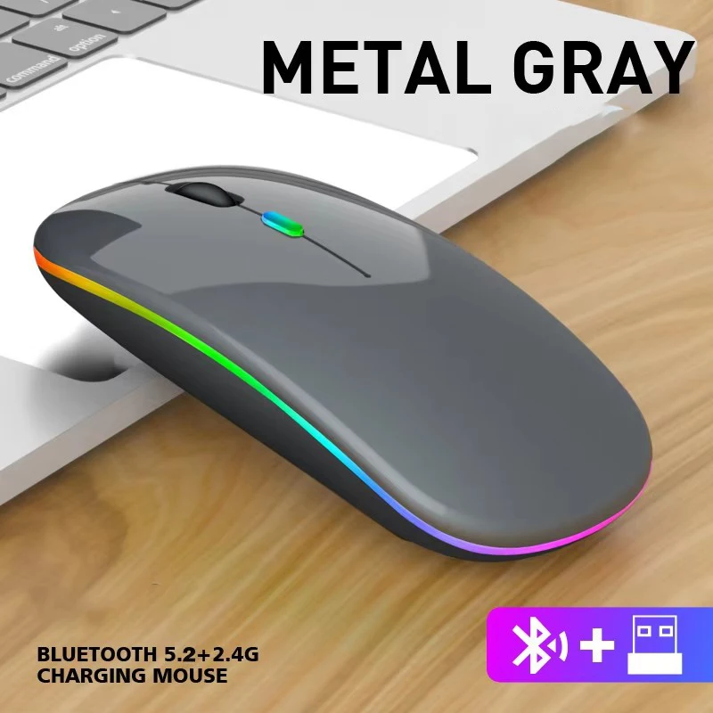Explosive RGB wireless charging gaming mouse with 2.4G+Bt connection for mobile phones, tablets, laptops, and mice