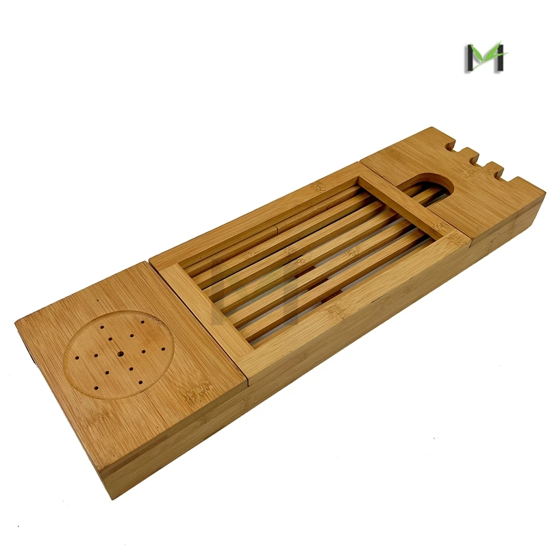 Top Seller Wholesales Bathroom Products Bamboo Expandable Bathtub Caddy Tray for Bath Tub