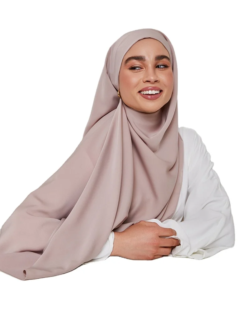 Gorgeous Stitching  Islamic Head Scarf High Quality Medina Silk Chiffon Hijab For Muslim Women Full Seasons Lightweight   Shawl