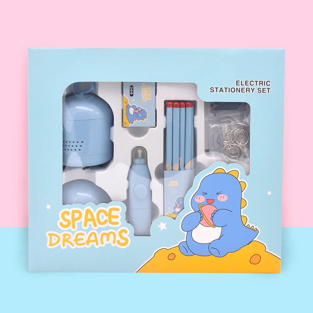 HUIRONG Factory Wholesale Custom Logo Automatic Electric Pencil Sharpener Kawaii Children Back To School Stationary Gift Set