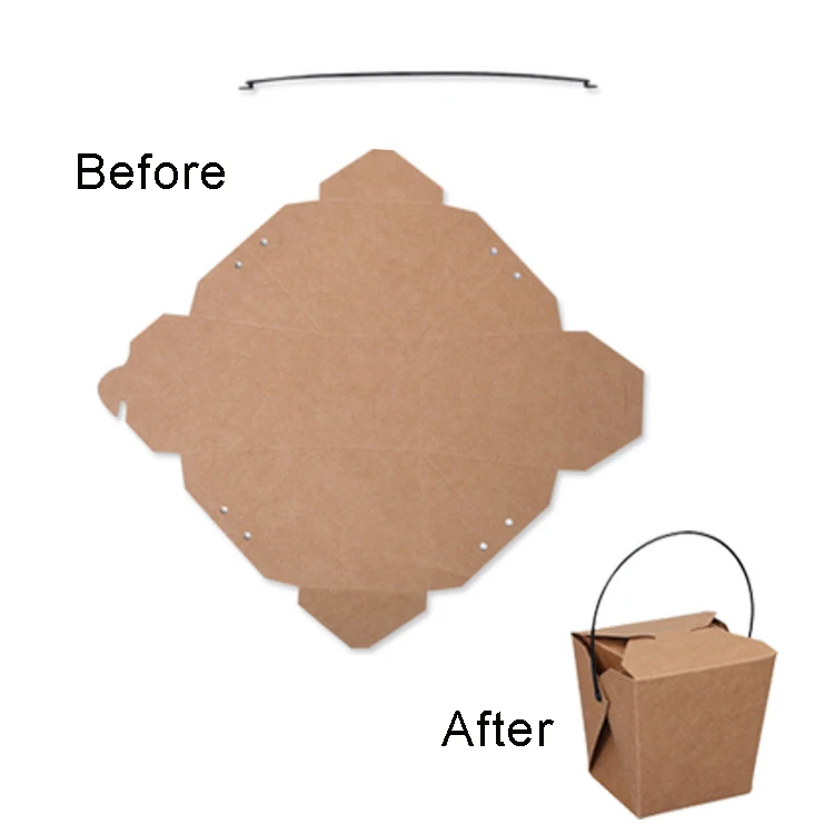 Customized Logo Disposable 16/26/32 oz Kraft Paper Salad Rice Noodle Boxes Take Away Food Grade With Handle Cardboard Material