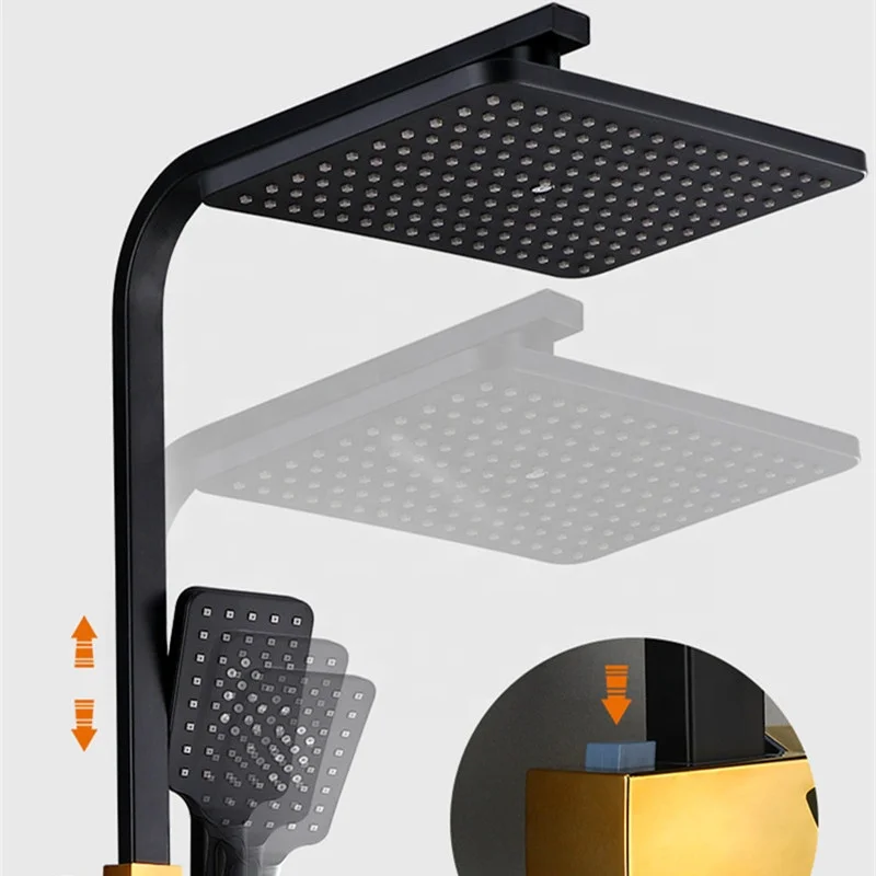 wall mounted stainless steel Bathroom shower set luxury brass rain rainfall shower mixer set thermostatic shower faucet set