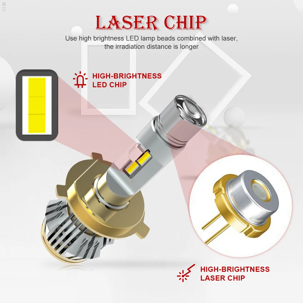 Новая лазерная светодиодная фара Canbus 200 Вт 630 м 20000 люмен 6500k luces focos H7 LED h4 9005 9006 H4 H11