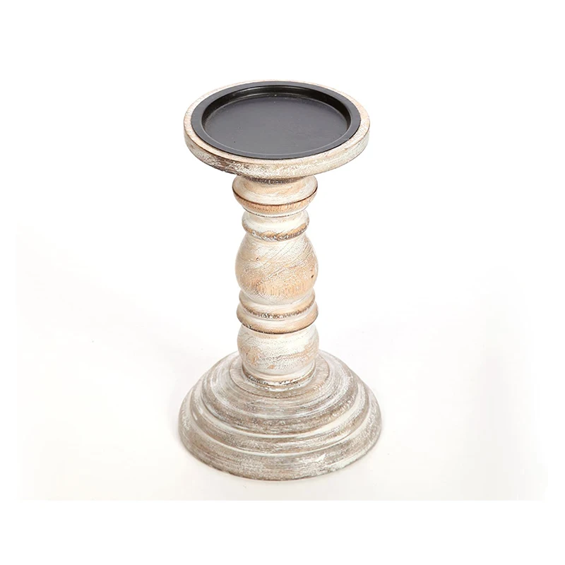 
High Wood Candlestick suitable for pillar wax candle flameless candle antique candlestick wooden candle holders 