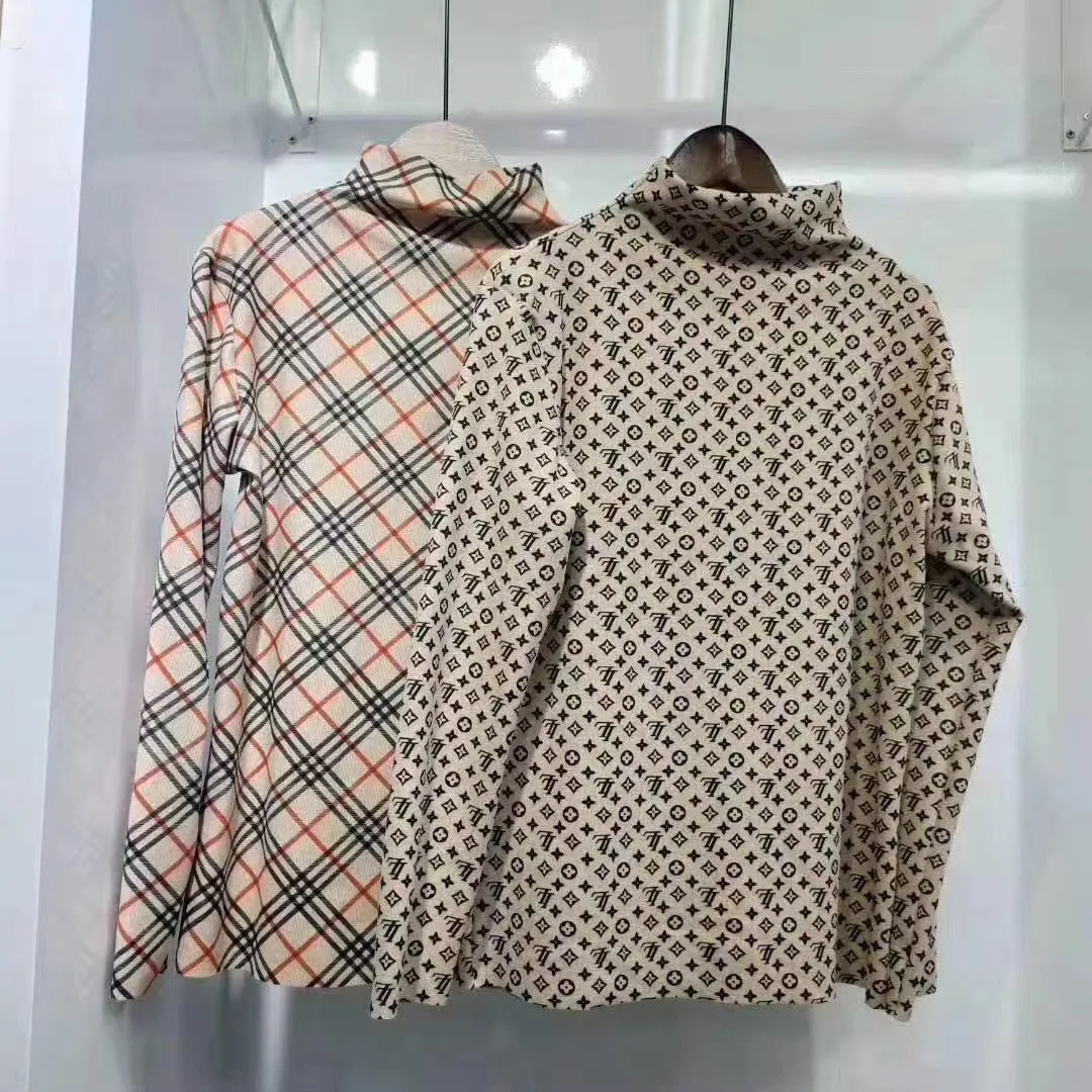wholesale low price latest fashion printed long sleeves high neck lady clothes fashion undershirts OC180