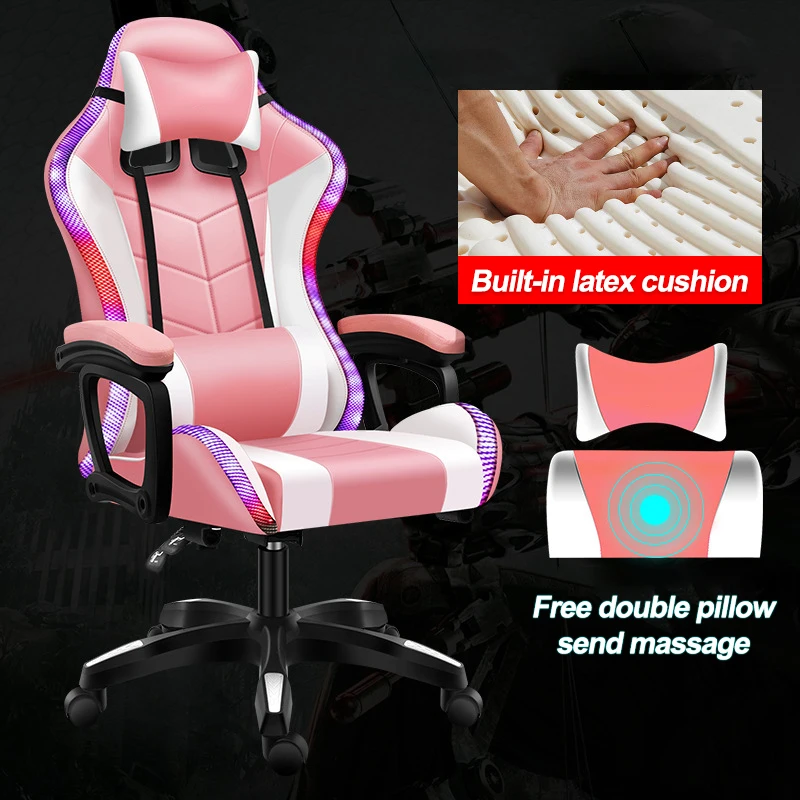 Manufacture Ergonomic Swivel playing chair RGB Adjustable PU Leather massage computer game chair silla gamer