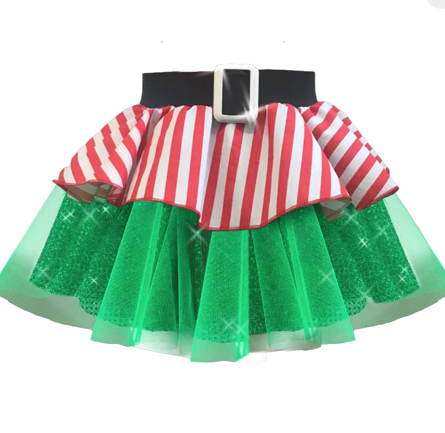 Plus Size Elf Fancy Dress Christmas Party Costume skirt 12 inch