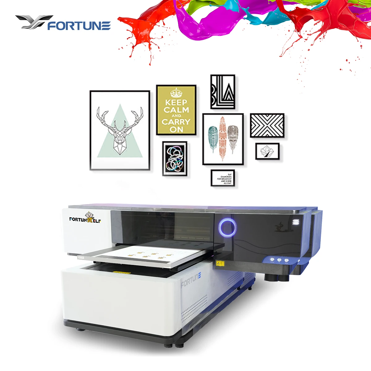 6090 UV flatbed printer with i3200 printer head phone case pvc card bottle golf ball uv printing machine