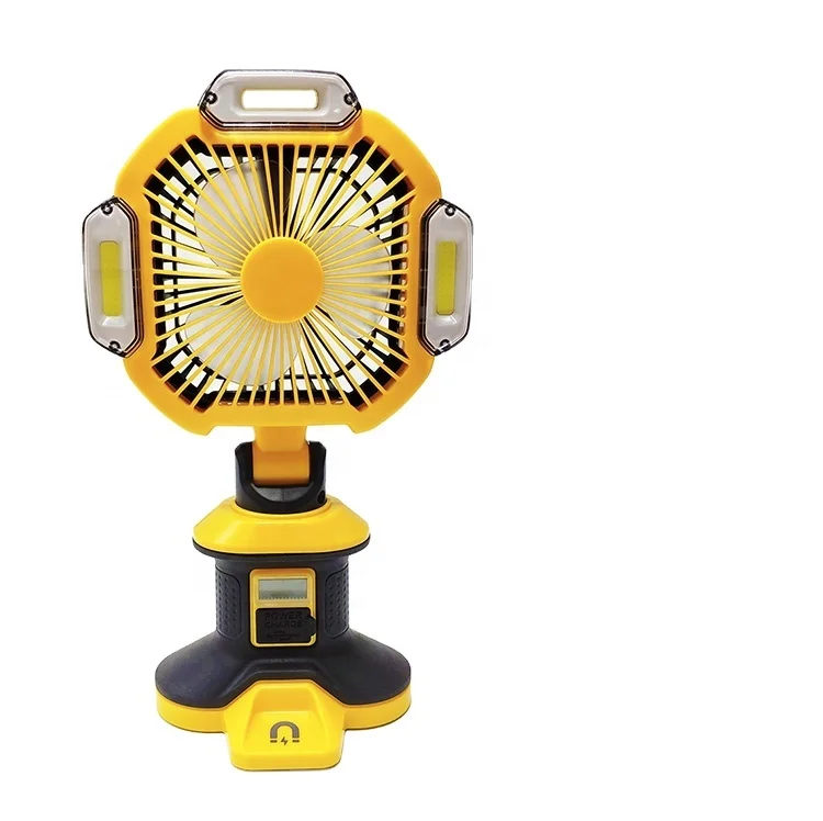 Hot Selling Multifunction 20W COB Magnetic Fan Portable 1500lm Outdoor Rechargeable  LED Work Light with USB Port Power Bank