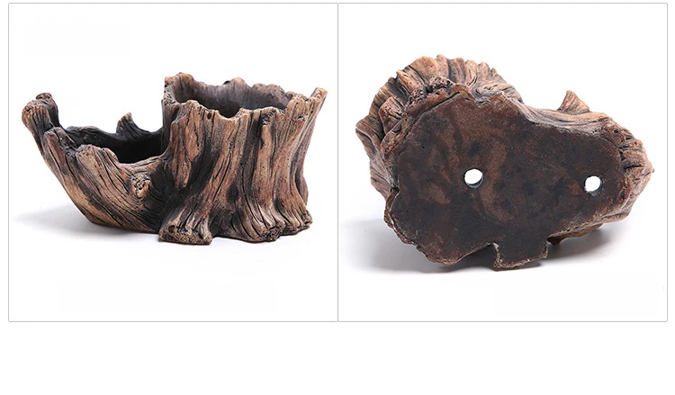Creative Cement Tree Root Carving Mini Pastoral Flowerpot Succulents Basin Reusable  Flower Planter Stump Flower Pot