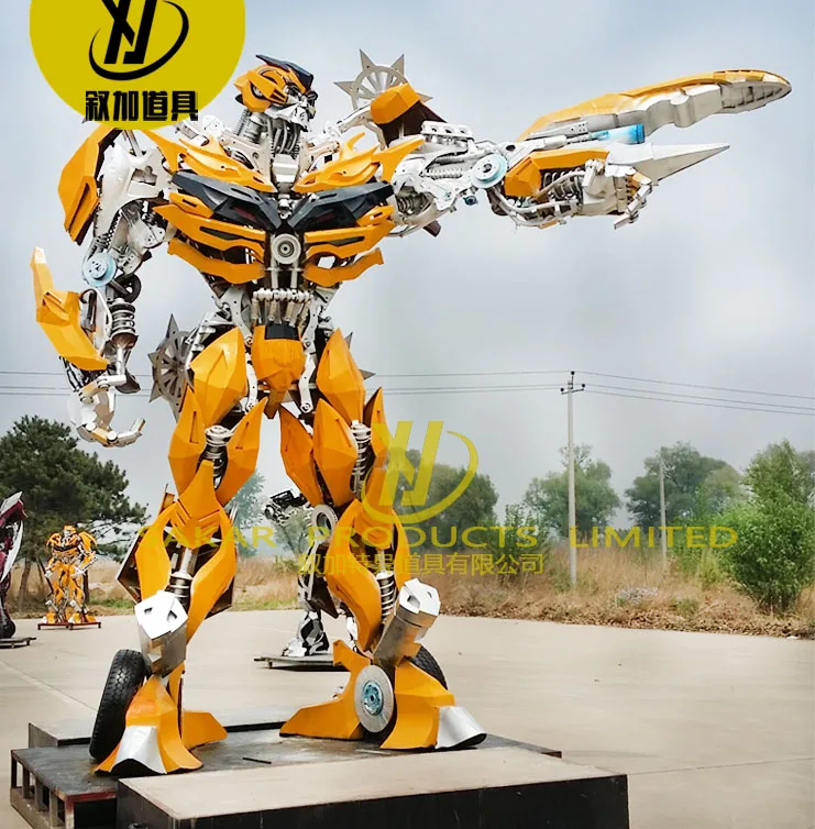 
Custom large outdoor iron stainless steel transformer statue metal robot sculptures landscaping 