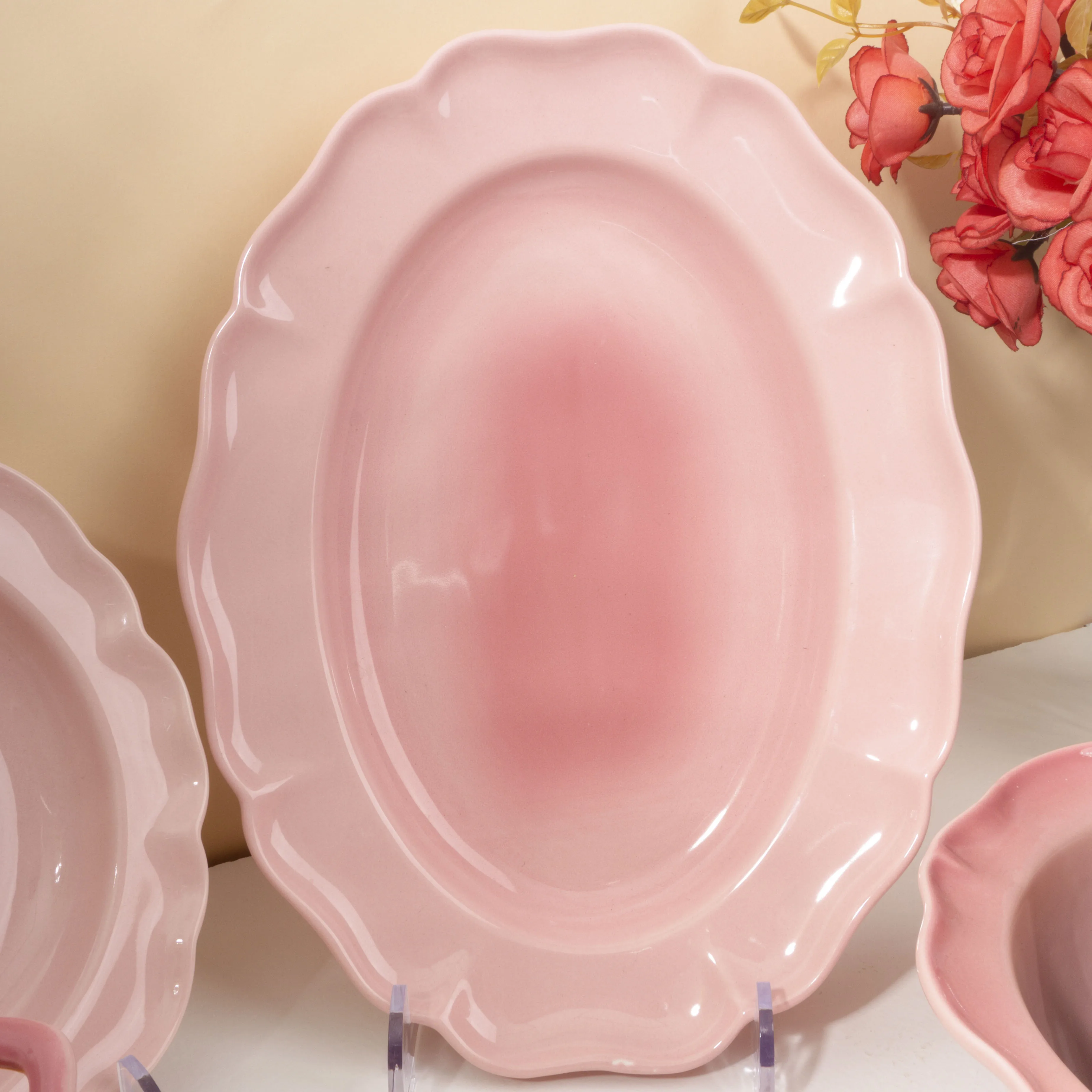 Factory custom net red color home advanced sense breakfast plate neon color dinner plate ceramic tableware plate