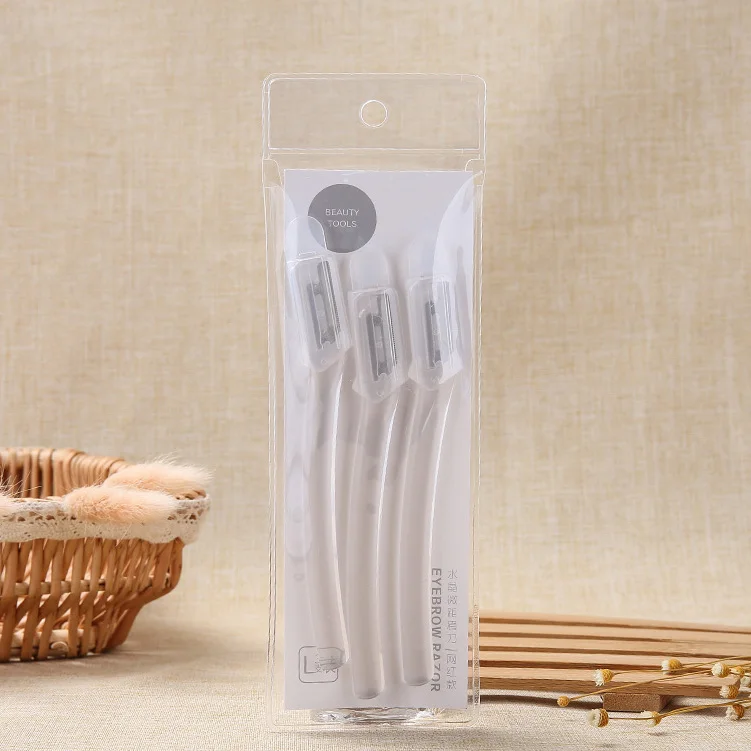 New design 3pcs Eyebrow Razors Face Hair Remover Shaver Trimmer Shaper Wholesale Transparent Facial Eyebrow Razor For Women A947