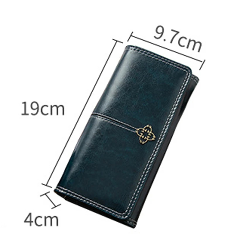 Beautiful Oil Wax Wallets WomenTrendy Fashion Vintage Stylish Luxury Waterproof Long Clutch PU Leather Ladies Purse