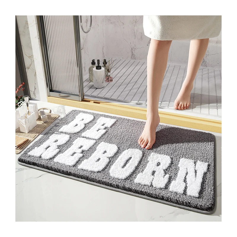 Hot Sale Casual Cotton Tufted Bathroom Rug Letter Soft Plush Water Absorbent Bath Mats For Bathroom/Living Room/Bedroom