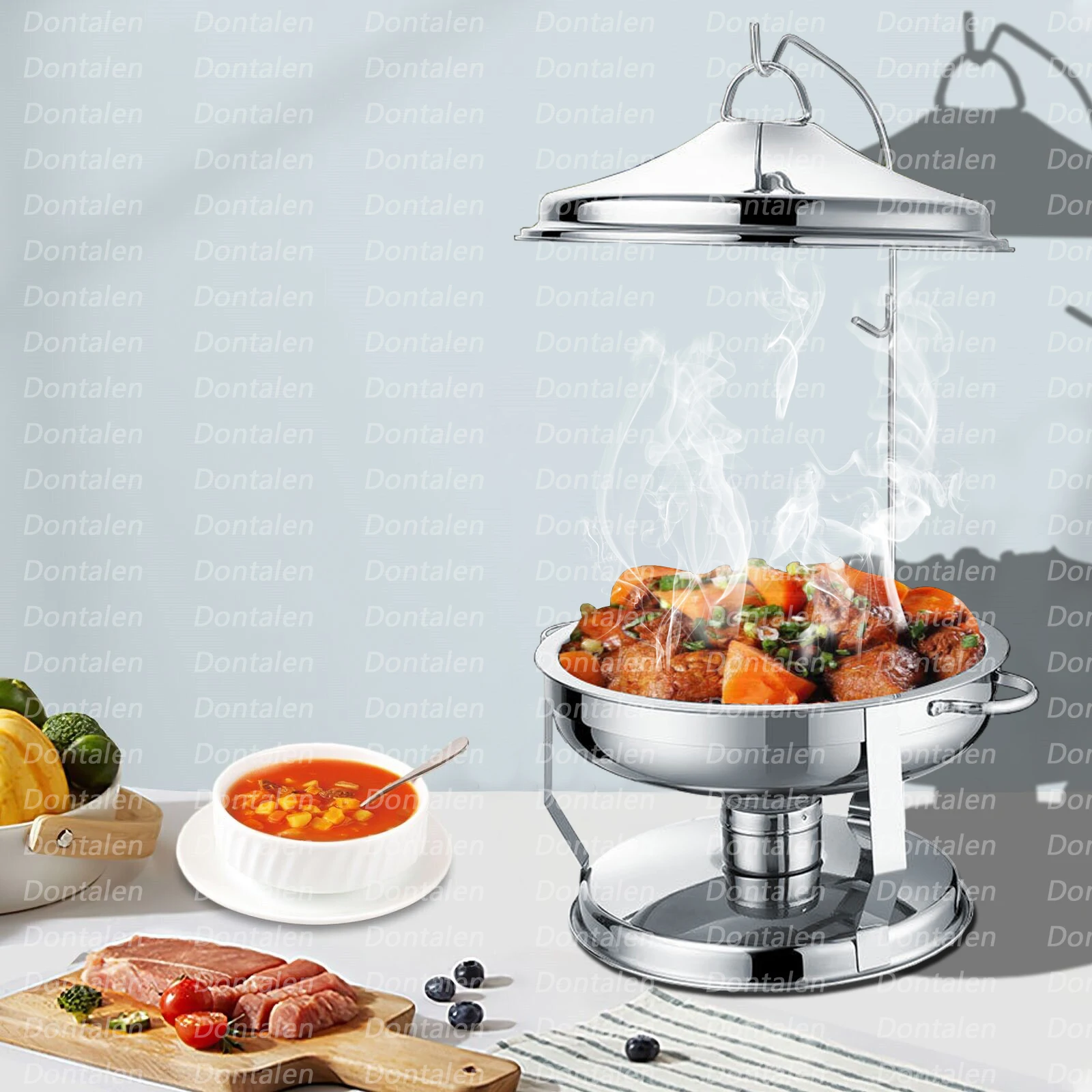Buffet Catering Luxury Food Warmer Stainless Steel Chafing Dish Buffet Set Hanging-Hinged-Lid-Chafing-Dish Thermos Food Warmer
