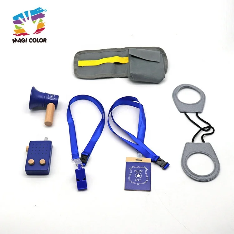 New hottest pretend play set wooden police toy for kids W10D538