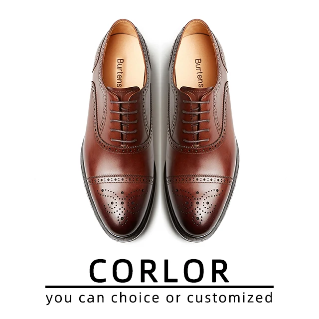 Genuine leather wingtip British style classic simple oxfords causal dress brown men shoes