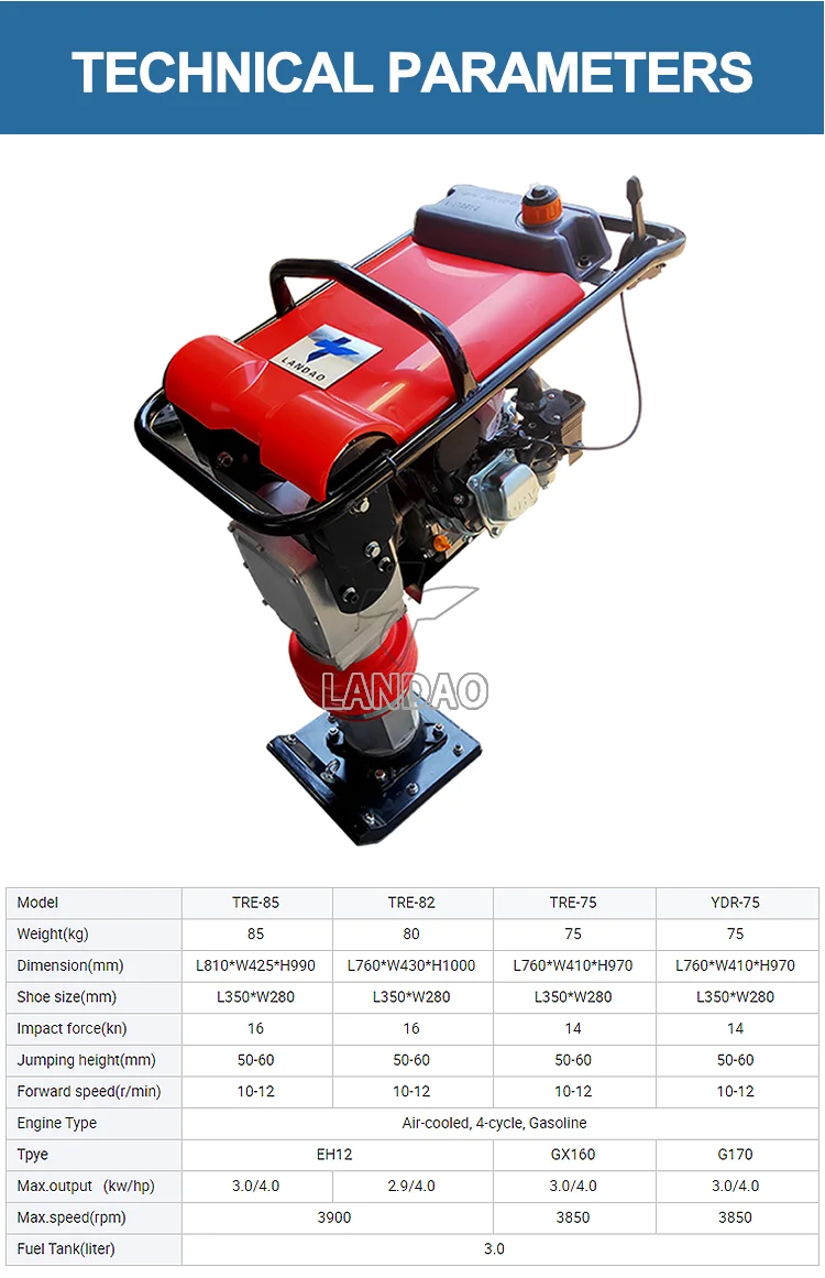 Construction Road Portable Tamper Vibratory Electric Compactor Tamping Rammer