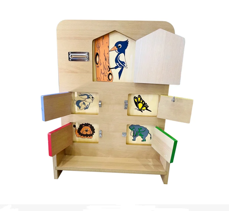 didactic toys hot sale juguetess infantil  wooden montessori Latch board box for preschool