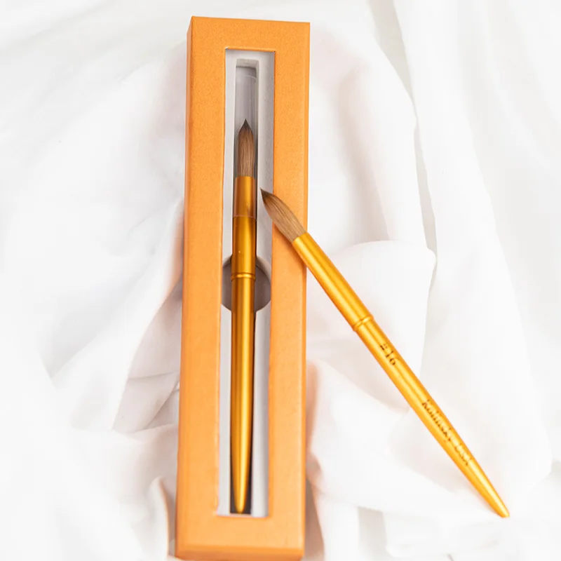 Professional Wholesale Chiyan Factory Custom Logo 100% Kolinsky Metal Handle Crystal Crimped Kolinsky Acrylic Nail Brush