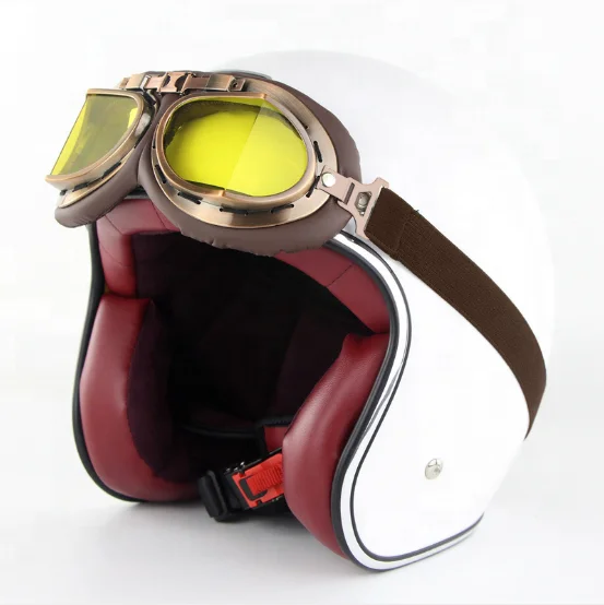 classic ABS half face motorcycle retro vintage leather helmet for motorcycle scooter motorbike
