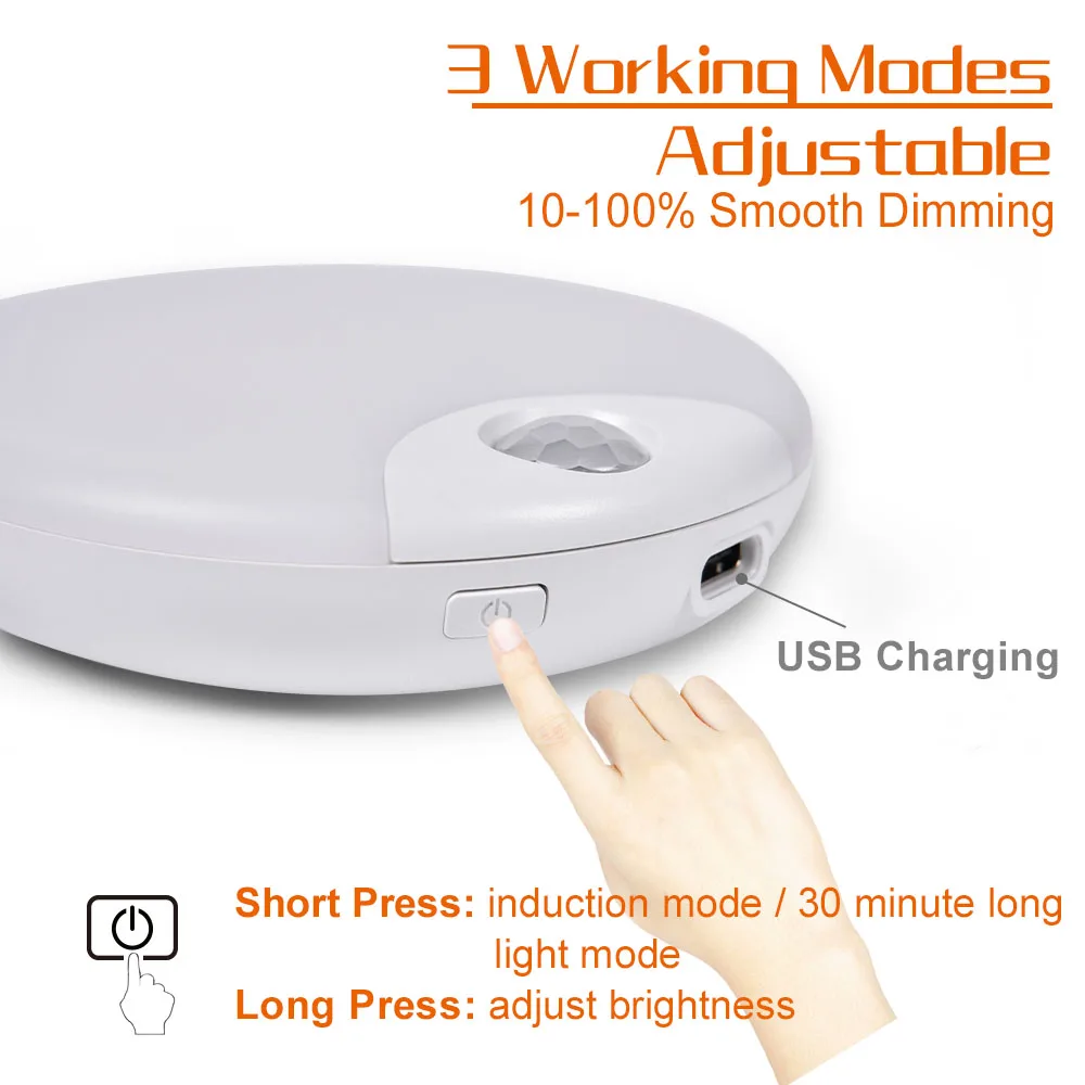 China Factory Magnetic Rechargeable LED Motion Sensor Night Light Indoor Cabinet Motion Detected Lights