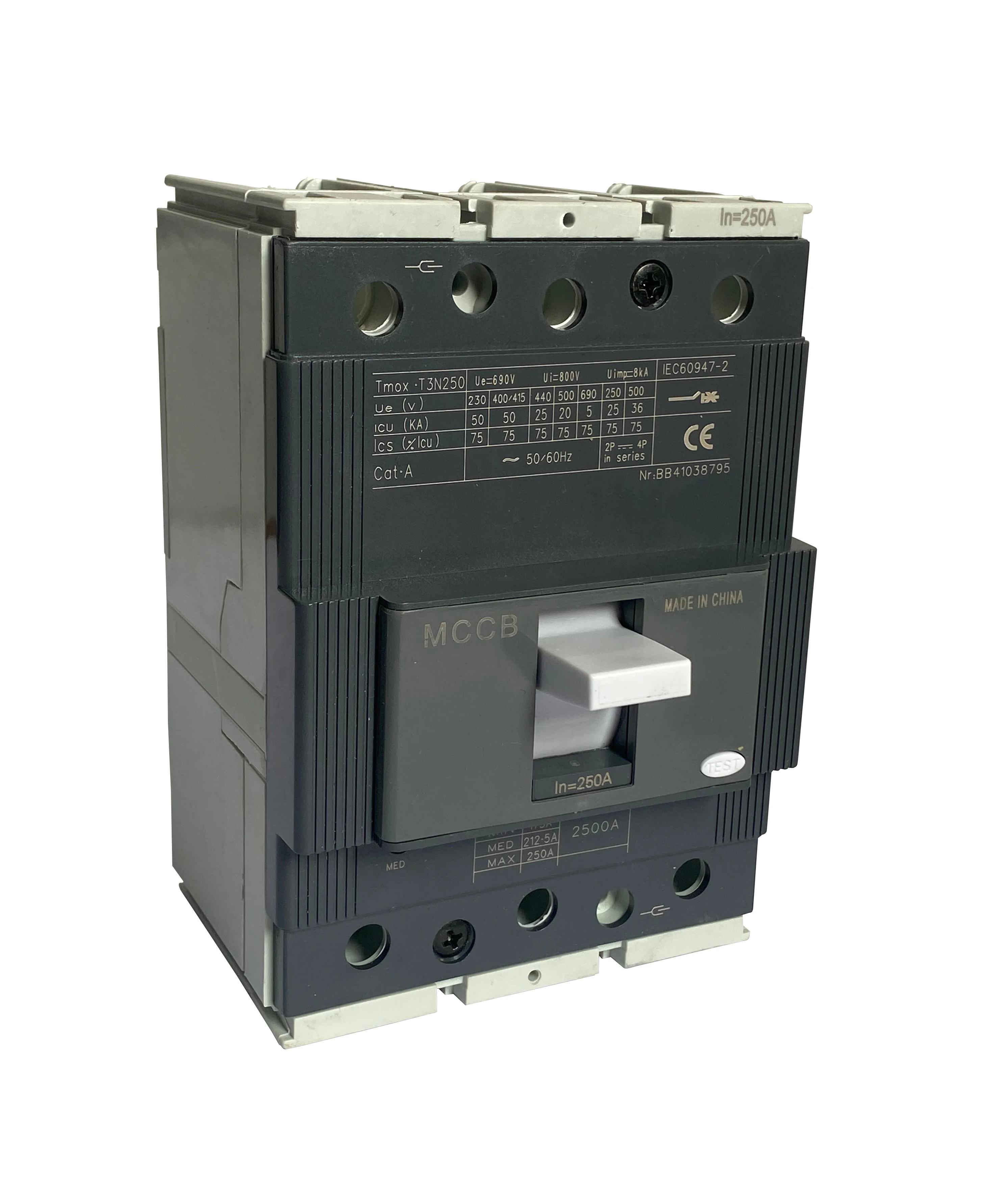 Tmax MCCB 125A 160A 250A 400A 630A 800A 1250A 1600A 3p 4p 690V Molded Case Circuit Breaker