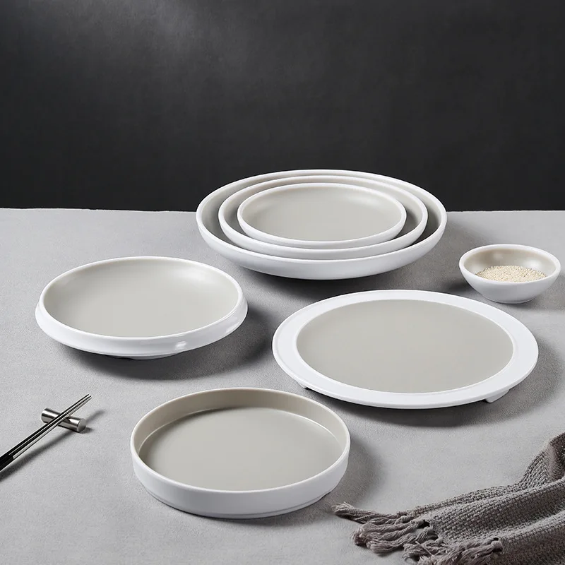 Factory wholesale melamine Japanese round hot stamping cake dessert plate suitable for family restaurants and hotels