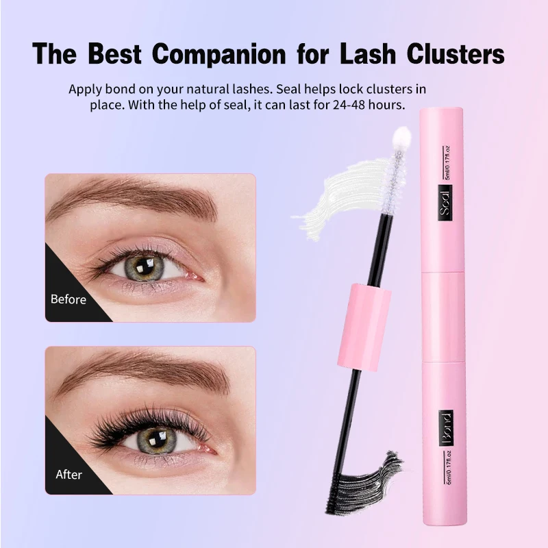 Lash Bond and Seal Cluster Individual Lash Glue Long Lasting Waterproof DIY Eyelash Extension Mascara Wand Glue