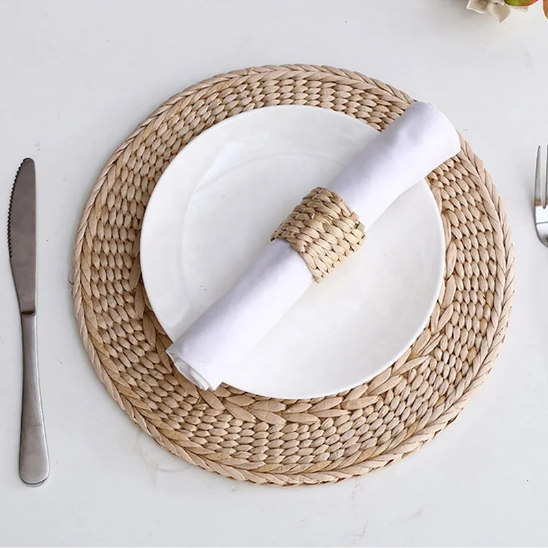Straw Knitting Ring Western Restaurant Napkin Button Cloth Ring Woven Puff Grass Meal Ring