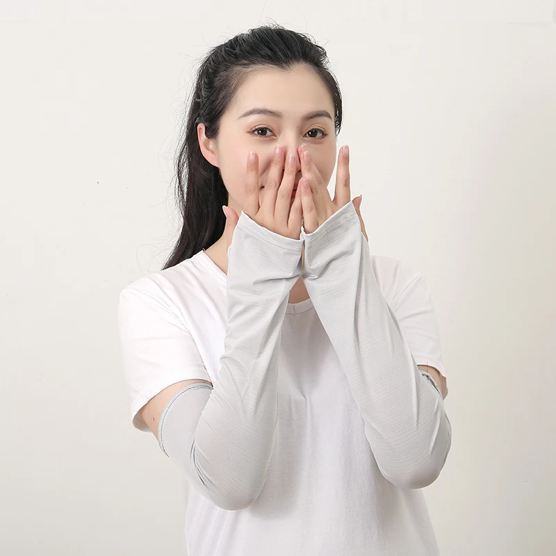 Fashion Plain Muslim Women Soft Sleeves Uv Sun Protection Arm Socks Comfortable Ice Silk Arm Sleeves