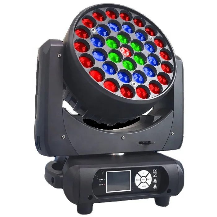 Lyre 37X15W RGBW 4in1 full color Zoom Wash Moving Head Lights Cabeza movil wash with Circle Pixel for Audio Video & Lighting