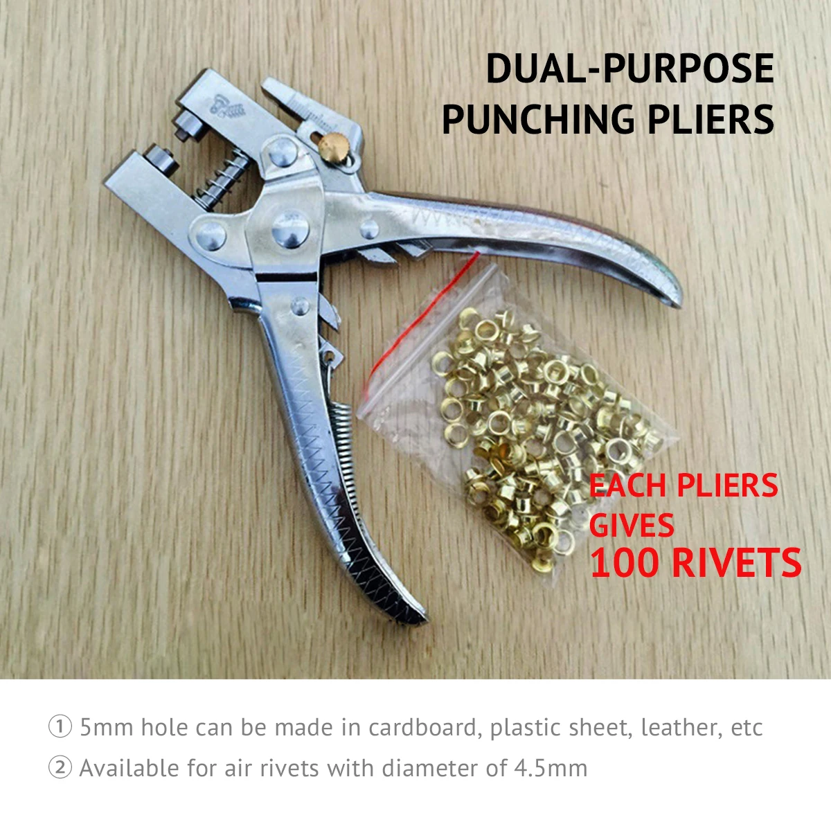 
Metal Handheld Hand Tool Grommet Eyelet Plier with 100 Clothes Rivet 