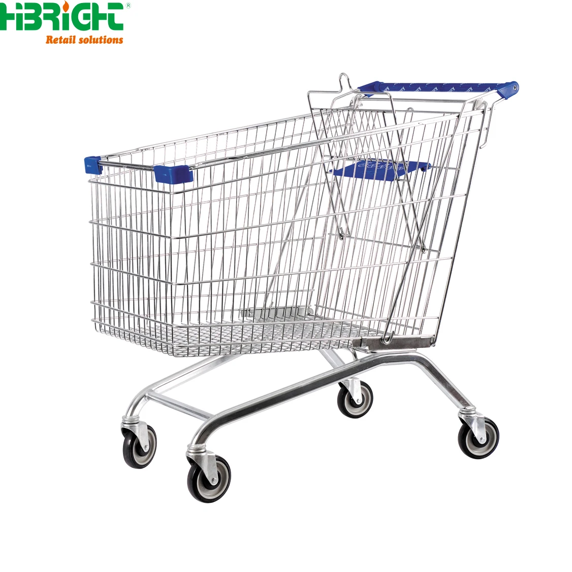High-Capacity Chrome Plated Flexible Supermarket Plastic Shopping Trolley Cart