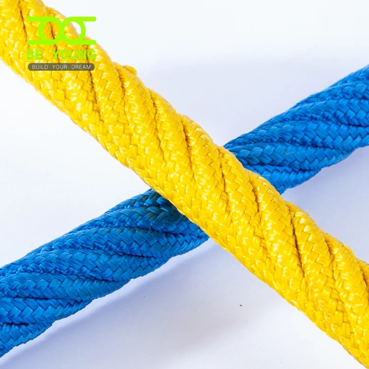 Outdoor Entertainment Playground Equipment Spare Parts Double Braided Rope Polyester Core Climbing Ladder Tree Manufacturing Of