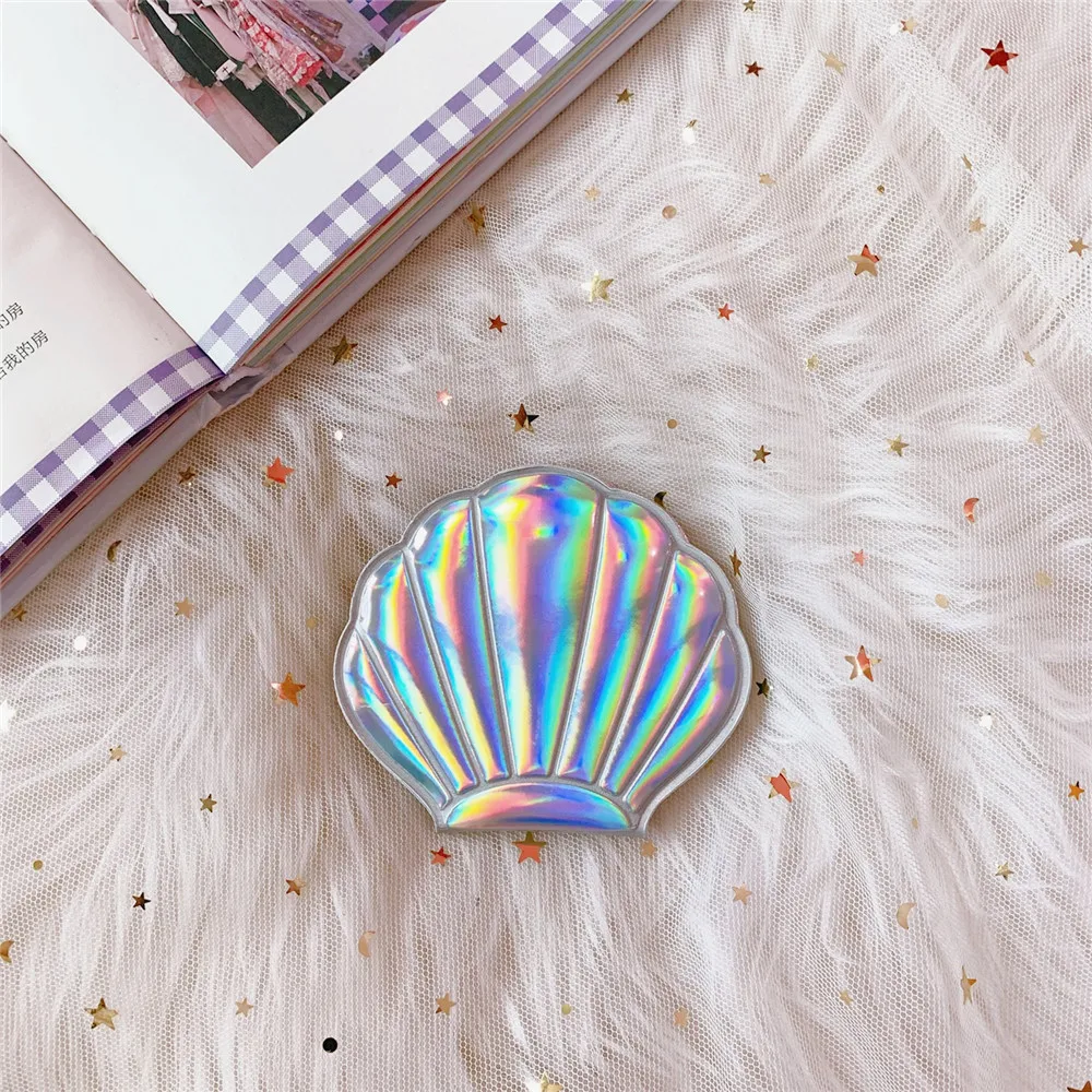 Multicolor Bling Shell Double-Sided Makeup Mirrors Portable Small Mini Pocket Mirror Makeup Tool Purse Travel Bag Mirror