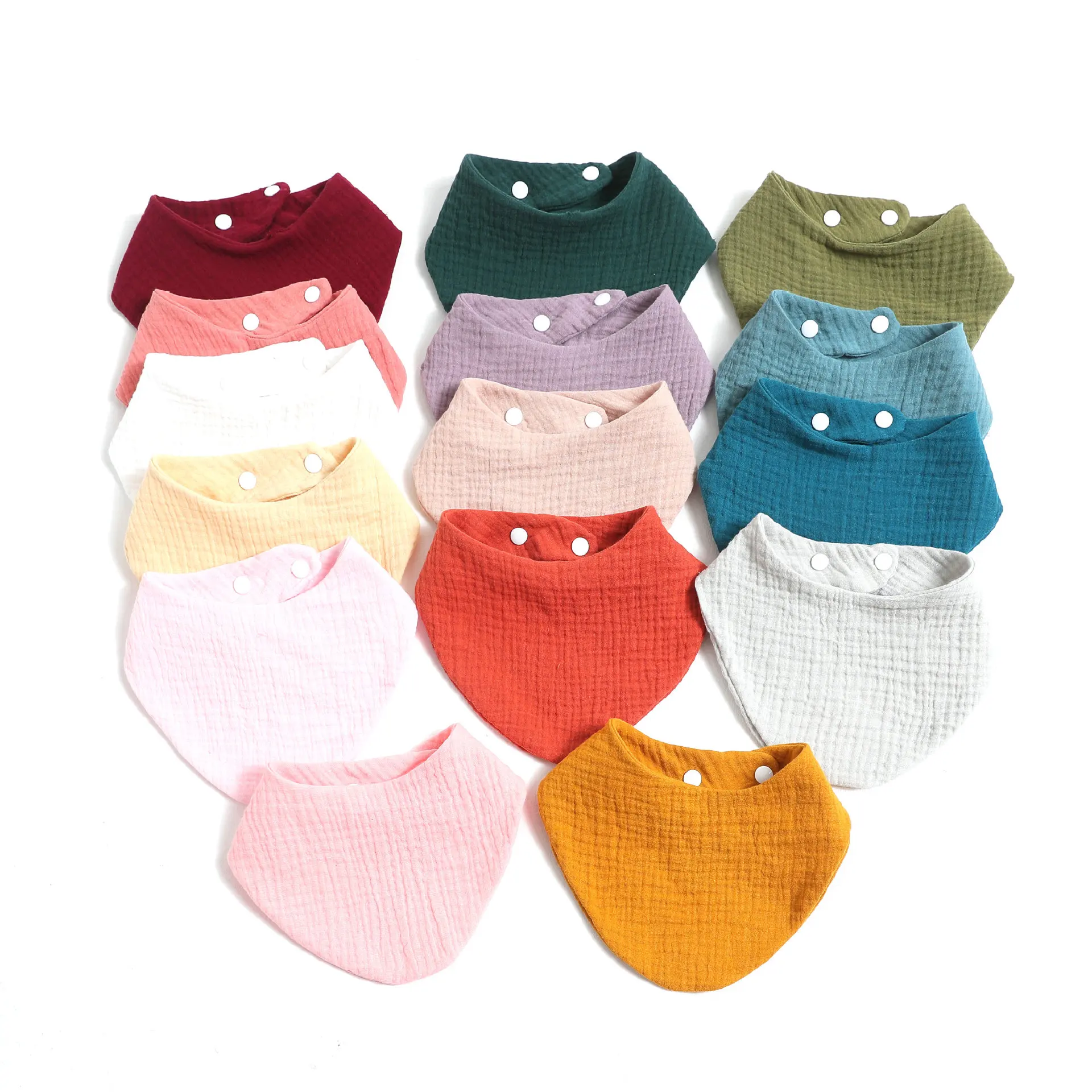 child bibs double gauze drooling towel baby crepe handkerchiefs press button cotton eating bag High quality