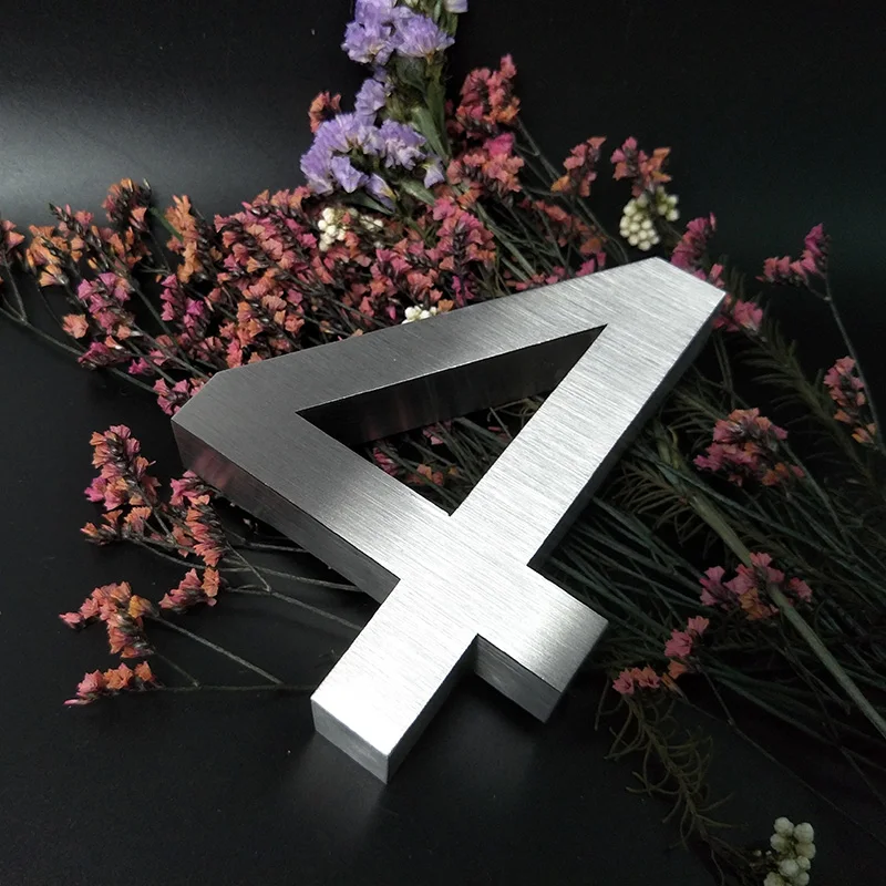 Sign Cafe Shop Advertising Wall Metal Room Number Stainless Steel 3D ( Accept Painting for Custom Color ) Model