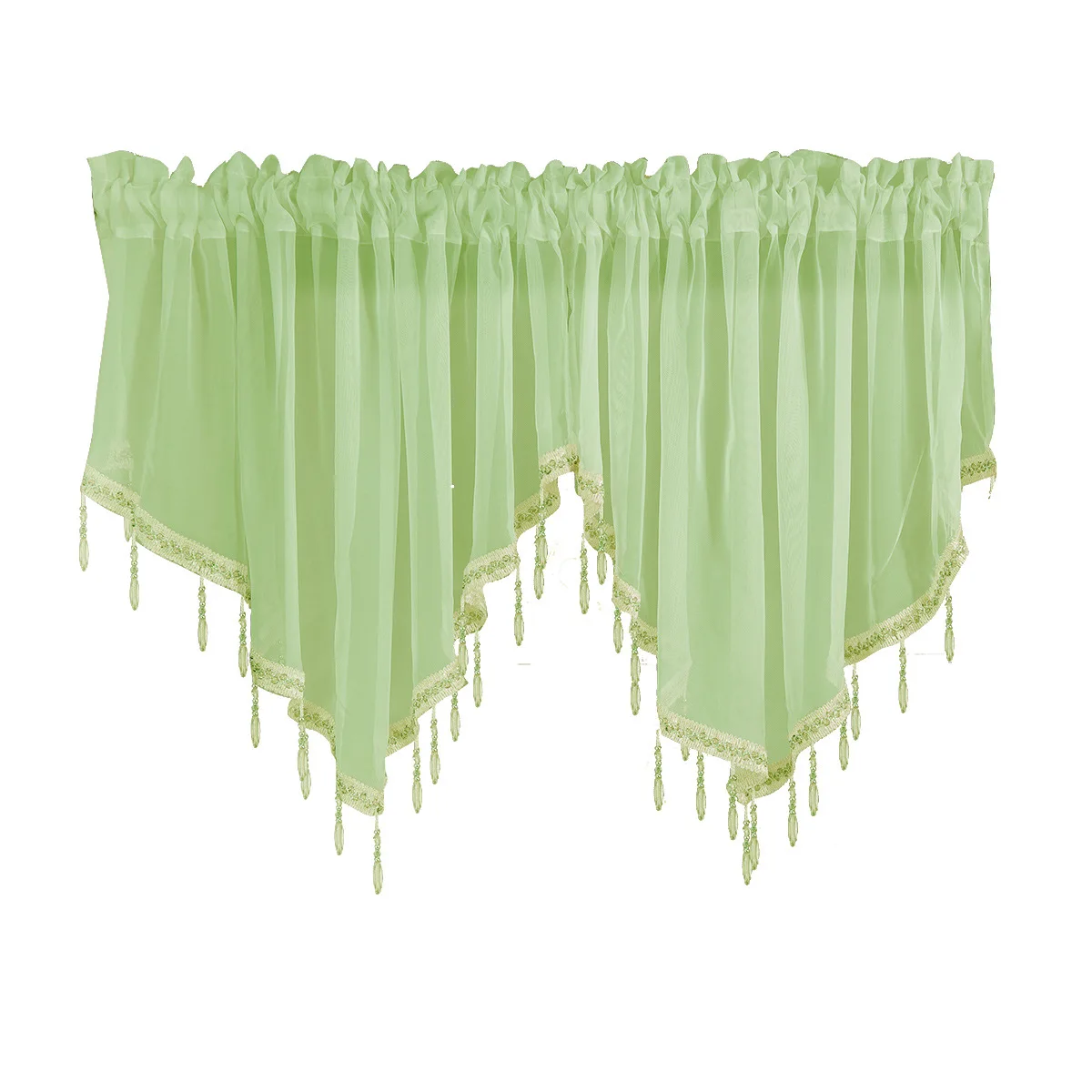 Wholesale Beaded Sheer Net Voile Valance Swag Curtains for Decor