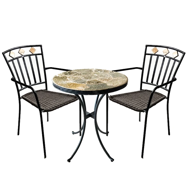 Modern design mosaic desk iron furniture outdoor mosaic table set made in China