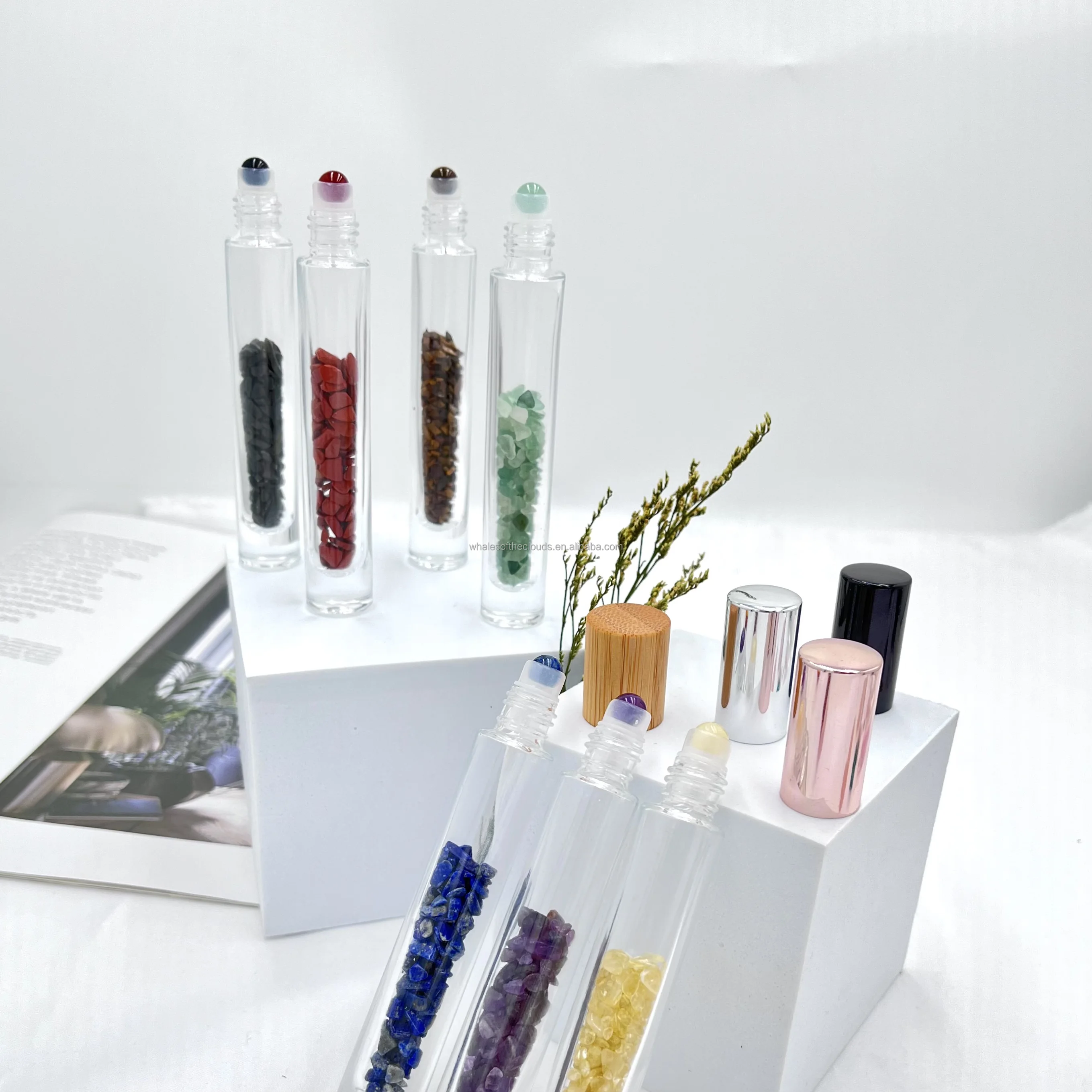Hot Wholesale Essential Oil Perfume Roll On Glass Bottles  with Bamboo Cap