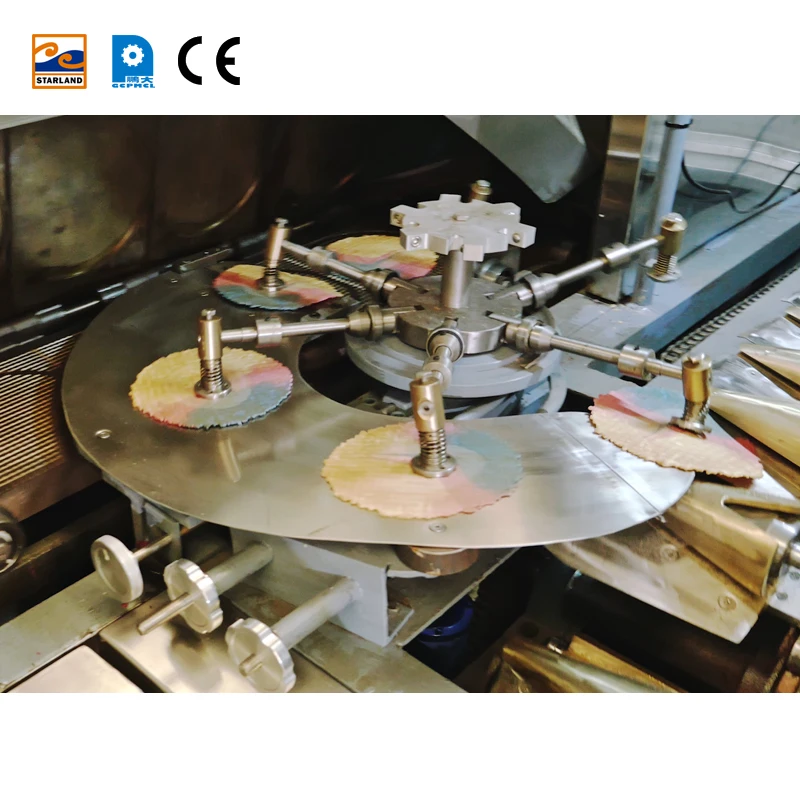 Guangzhou Factory Commercial Full Automatic Waffle Biscuit Gelato Baking Line Rolled Sugar Ice Cream Cone Making Machine