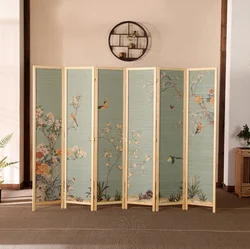 Modern luxury wood craft mobile folding screen folding office partition 6 panel a  set solid wood bamboo screen & room dividers