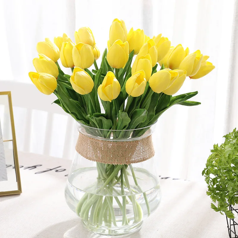 Tulips Artificial Flowers PU Calla Fake Flowers Real Touch Flowers for Wedding Decoration Home Party Decoration Favors