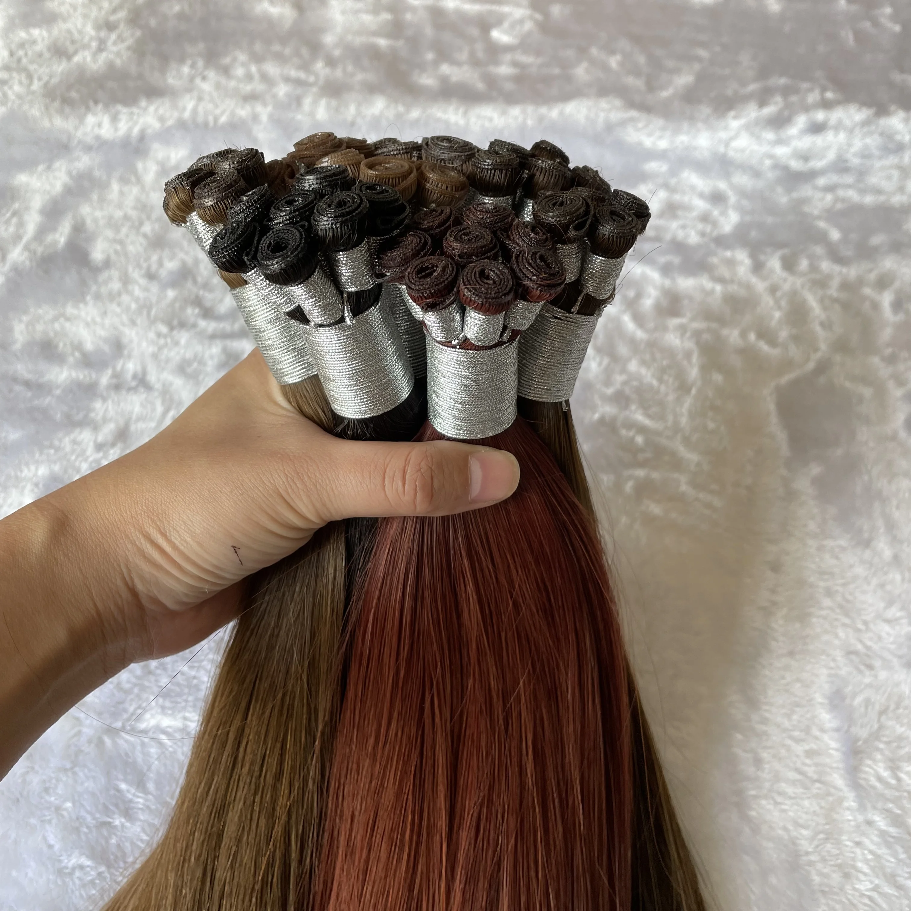 Wholesale 100% Natural Human Hair genius weft natural curling curtain hair extensions