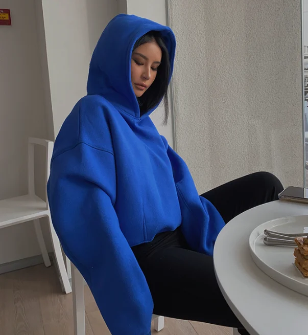 Pullover Hoodie for Women High Waist Short Crop Hoodies Women Clothing New Style Long Sleeve Causal Hoodies Hooded Casual Winter