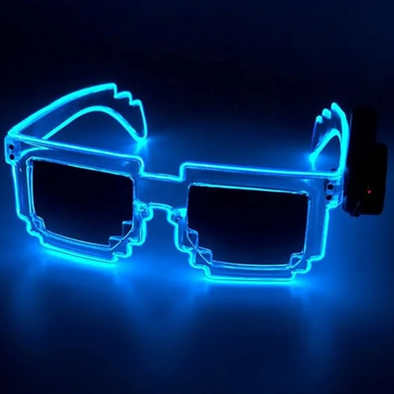 Pixel LED Sunglasses Neon Rave Glasses El Wire Light Up Sunglasses Reflective Mirror Glow for Festival Costumes Party