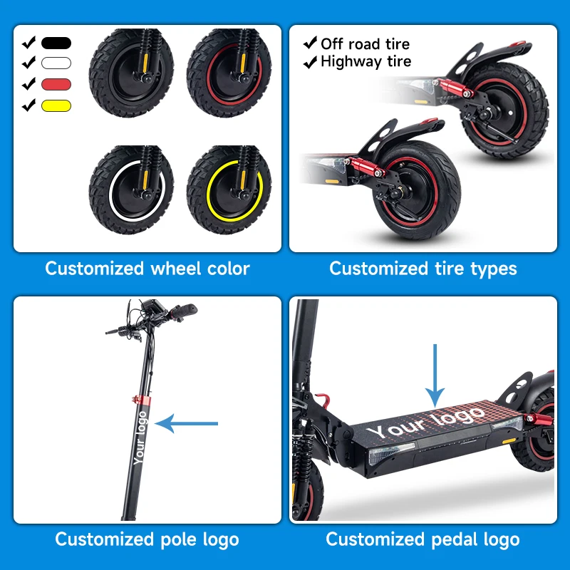 China factory T4 500w high powerful motor 48v 12.5/15ah lithium battery 10 inch tubeless tire off road electric scooter adult