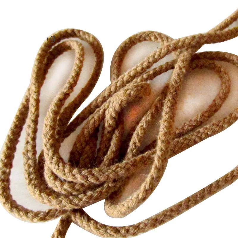 RC12  Factory inventory round rope 5mm khaki color cotton eight-strand rope